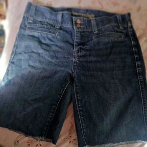 American Eagle Dark Blue Denim Shorts with Embroidered Logo